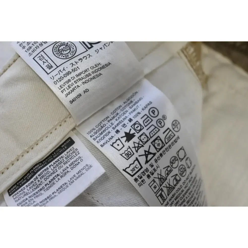 Levis Cargo Pants Beige Loose Baggy Straight‎ Flat Mens Size 44 x 30